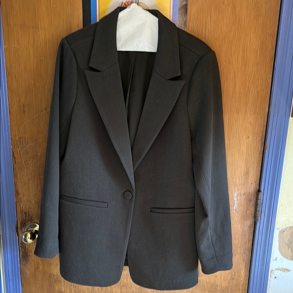 Good American Dark Green Classic Blazer with Loose Fit.